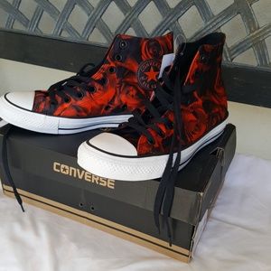 Converse red roses hightop shoes
